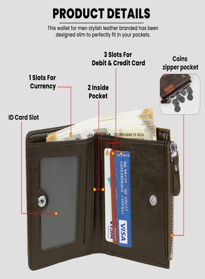 Storite RFID Blocking Men’s Bifold Zipper Wallet - Slim PU Leather Wallet with Card Slots, ID Window & Coin Pocket (Coffee, 12 x 9 x 2 cm) - Image 4